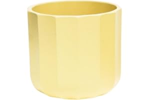 Ivyline Positano Geo Planter in Lemon - Waterproof, Sturdy and Durable - Stylish Decorative Round Indoor Ceramic Flower Houseplant Pot - H12cm x D12cm