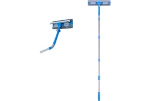 Mitclear Limpiacristales 3 en 1 de Extensible, Limpiacristales Largo con Palo Telescópico, Cabezal Giratorio de 180°, Paño de Microfibra(2), Limpiar Ventanas Vidrio/Automóvil/Ducha(158cm)