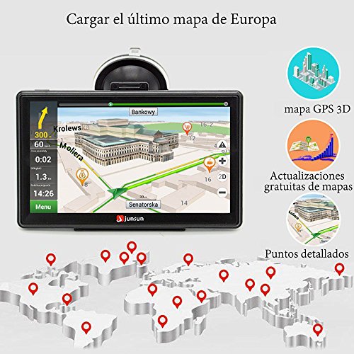GPS Para Coche 8GB/256Mb DDR/800MHZ Actualización de Mapa De Europa Toda La Vida - Junsun