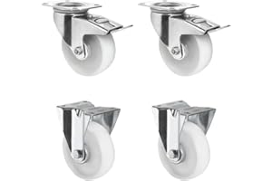 CASCOO SETTBFB100N0N0R1W Rollensatz 2 Lenkrollen mit Feststeller, 2 Bockrollen, Polyamid, Durchmesser 100 mm, Transportrollen, Kunststoff, Rollenlager, Traglast 450 kg (4-er Pack)