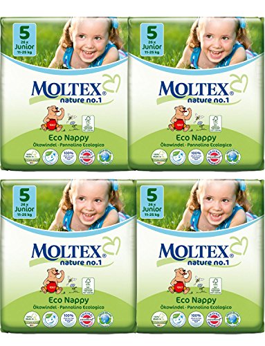 Preisvergleich Produktbild Packung mit 4 Moltex Junior Windeln Größe 5 (104 Windeln)