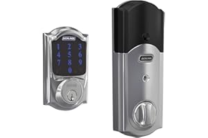 Schlage BE469ZP CAM Connect Smart Schlossriegel mit Alarm mit Camelot Trim Camelot Helles Chrom