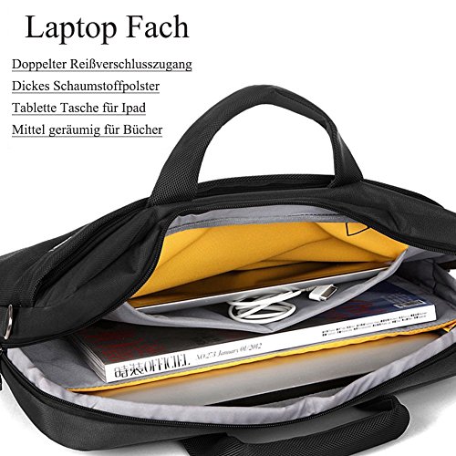 BRINCH 15,6 Zoll Nylon Gewebe leicht Laptoptasche Umhängetasche Business Tasche Schultertasche Henkeltasche mit Fronttasche und Trageriemen für 15 – 15,6 Zoll Laptop / Notebook / MacBook / Ultrabook / Chromebook / Tablet Computer,Schwarz - 3
