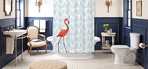 FuXing PEVA Duschvorhang Wasserdicht und Mildewproof Flamingo Digital Gedruckt Badvorhang Badezimmer Duschvorhang 180 x 200 cm - 9