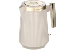 Russell Hobbs Bouilloire électrique [1,7L, 2400 W] Brontë (Design beige mat, bec verseur, indicateur niveau d'eau, enrouleur de câble, éclairage, ouverture automatique du couvercle,base 360°) 26751-70