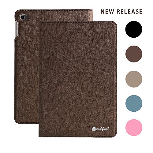 BORIYUAN Apple Ipad Mini 4 Ultra dünn Smart Case Cover Leder Schutzhülle Etui Tasche für das neue iPad mini4, Unterstützt Auto Sleep Wake up, Ipad Mini 4 Displayschutzfolie Reinigungstuch Stift inklusive (Braun)