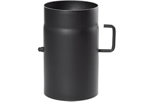 ENERGIEWERK OST GMBH Ø 180mm - Ofenrohr 25cm mit Drosselklappe schwarz - 2 mm Stahlblech - bis 600°C - Senotherm-Beschichtung - rußbeständig - frost- und tauwasserbeständig - erfüllt DIN Norm 1856-2