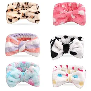Bow HeadBands, Didder 6 Pack Bow Hair Band Washing Hairband Makeup Headbands Elastic Face Wash Headband for Women