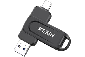 KEXIN Pendrive 128GB Pendrive USB C 100MB/s Giratoria con Doble USB 3.0 Memoria USB C Unidad Flash Tipo C para Smartphone Tableta iPhone 15/16 Coche Consola, Negro