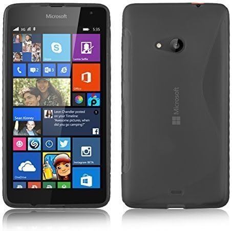 Nokia Lumia 535 - Premium TPU Hydro Grip S Line Wave Pattern Silicone Gel Skin Case Cover pouch + Free Screen Protector & Cleaning Cloth