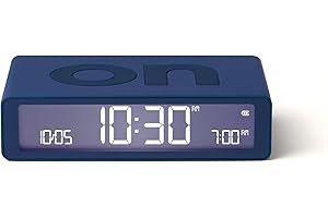 Lexon Flip Classic réveil Matin Lumineux, réversible avec Faces on Off et Fonction Snooze, à écran LCD et Lumière Tactile, Rechargeable par USB-C - Bleu Sombre