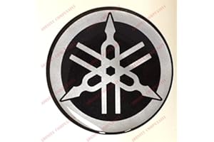 ADESIVI COMPULSIVI Yamaha-Aufkleber, harzbeschichtet, 3D-Effekt Farbe: schwarz/silberfarben. Für Tankdeckel oder Helm.