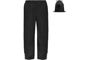 BSBUY Pantalon de Pluie Enfant, Pantalon Imperméable et Réfléchissant avec Poches, Surpantalon Randonnée Extérieur Léger Mixte, Vêtements Imperméables Garçon Fille, Salopette Pluie Coupe-Vent