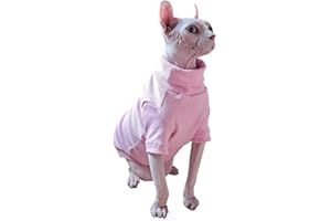 PAVEL KORCHAGIN Sphynx Hairless Cat Clothes Turtleneck Sweater -Cats & Small Dogs Wear Soft Cotton Breathable Pullover for Devon Rex Cat, Cornish Rex Cat Bambino Peterbald Cat and Elf（Pink S）