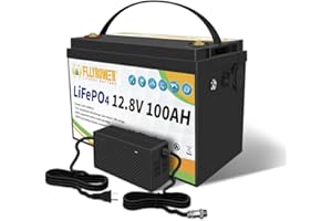 FLLYROWER Lifepo4 - Batterie au lithium rechargeable - 12 V 100 Ah - Avec BMS et cellules de classe A - 16500 cycles profonds - Pour moteur de trolling, RV, golf, cart hors grid, maison