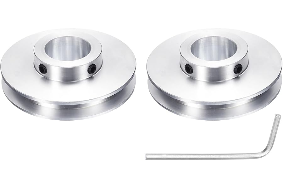 sourcing map 2Pcs Single Groove Pulley, 20mm Fixed Bore 60mm Outer Diameter Aluminum Alloy Mechanical Belt Pulley with Hex Wrench for 6mm PU Round Belt