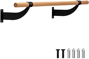 GYMAX Barre de Danse Classique Murale en Bois, Barre de Danse ∅3,8cm & 120cm de Largeur à Hauteur Fixe pour Maison, École, Studio