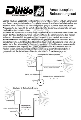 BDCP Fahrrad Nabendynamo Beleuchtungsset 8, LED-Scheinwerfer 35 Lux, Gepäckträger Rücklicht, Kabel - 2