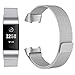 Produktbild KIMILAR Fitbit Charge 3 Armband Milanese Edelstahl, Verstellbare Magnet Ersatzarmband Metall Band Bracelet für Fitbit Charge 3 & Special Edition Fitness Tracker (Silber, S)
