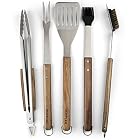 Rustler Grillbesteck 5-Set aus Edelstahl mit langen Holzgriffen aus FSC® 100% Akazie – Bild 2