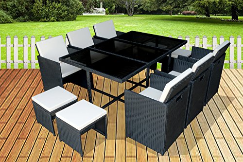 MCombo Polyrattan Gartenmöbel Essgruppe Sitzgarnitur Sitzgruppe Gartenset 6+4+1 - 2