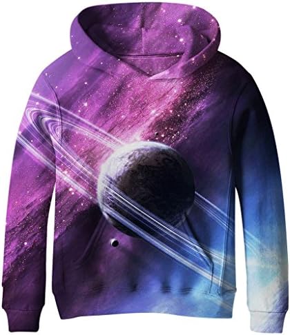 COIKNAVS Teen Girls Boys Galaxy Fleece Sweatshirts Pockets Pullover Hoodies NO34 XL