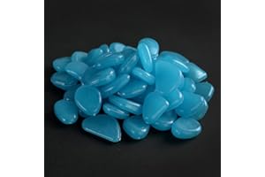 Emiif 50 Stück leuchtende Kieselsteine, leuchten im Dunkeln, leuchtende Steine für Aquarium, Park-Ornamente, Garten-Walkway-Dekoration, Blau