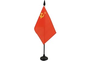 AZ FLAG Bandera de Mesa de la URSS 15x10cm - BANDERINA de DESPACHO ROJA - Comunista – SOVIÉTICA - Rusia 10 x 15 cm