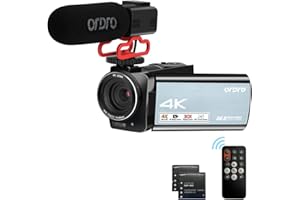 Caméra ORDRO AX10 avec enregistreur de Vision Nocturne Infrarouge caméra à écran Tactile numérique Zoom WiFi 18X pour Youtube avec Carte SD 32G, télécommande 2.4G, Microphone et Deux Batteries