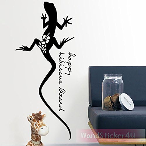 Wall STICKER4U ? Gecko Lizard Reptiles Lizard Animals Dragon ? 64 x 28 cm ? Black Removable Wall Sticker Wall Sticker Wall Decal Wall Sticker