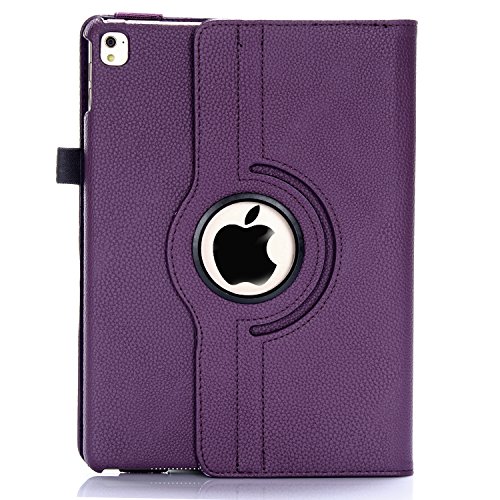 iPad Air 2 Hülle, RC iPad Air 2 / iPad 6 360 drehende Smart Hülle PU Leder Abdeckung Gehäusedeckel für Apple iPad Air 2 Sleep / Wake (Lila) - 3