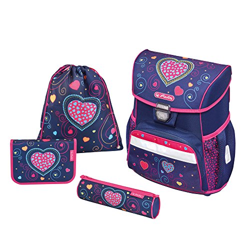 Preisvergleich Produktbild Herlitz Schulranzen Loop Plus Set, 37 cm, Blue Hearts