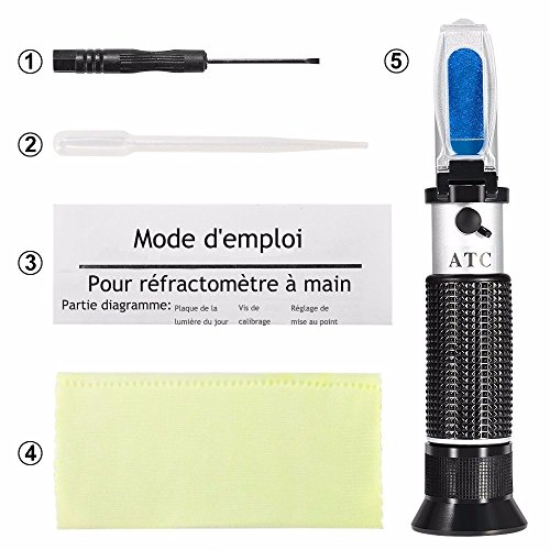 Zucker Brix Refraktometer, GOCHANGE Honig Refraktometer 0 ~ 32%,Hand Refraktometer mit ATC, Pipette, Schraubendreher, Reinigungstuch und Aluminium Kunststoff Gehäuse, Detektor für Zucker im Zusammenhang Flüssigkeiten - 2