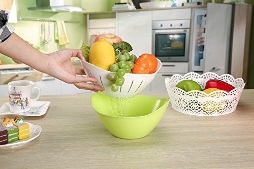 2-in-1 Mehrzweck drehbar Ablauf Korb Lebensmittel Sieb faltbar abtropfsieben Silikon Küche Sieb für Gemüse Obst Küche Werkzeug - 3