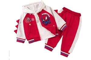 Taenzoess Completino Spiderman Bambini Set di Abbigliamento Ragazze Felpa con Cappuccio Camicie e Pantaloni Pullover Maniche Lunghe Tute