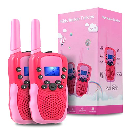 TekHome Cadeau Fille 3 4 5 6 Ans, Jouet Fille Garçon 7 8 9 10 Ans, 2 Paquet Talkie Walkie Enfants Radio à 2 Voies avec 8 Canaux & Lampe Poche, Gamme de 3 Km pour Extérieures Camping, Randonnée.
