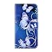 iPhone 5S Case,iPhone 5 Cover,Flip Case for iPhone 5/5S ,Ukayfe iPhone 5/5S Elegant Blue Butterfly Pattern PU Leather Flip Wallet [Stand Feature] Flip Folio Protective Skin Case for iPhone 5/5S with 1 x Black Stylus