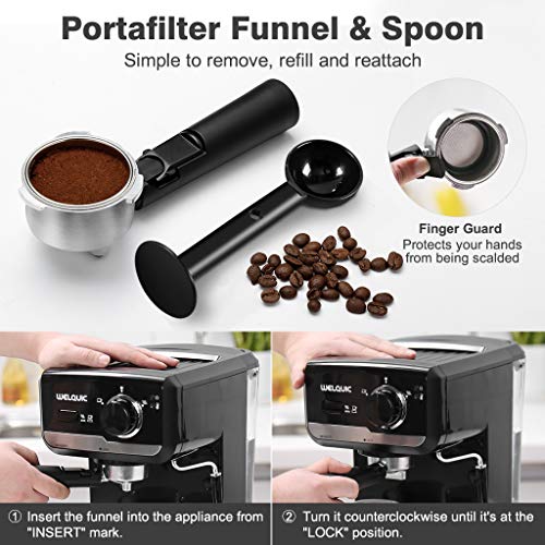 Espresso Coffee Machine 15Bar Pump with Dual Temp Control, Milk