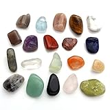 JSDDE Mineral Rock Variety Tumbled Rough Gemstone Meteorite Fragment Healing Energy Crystal Collection Box (20pcs Tumbled Mini Stones)
