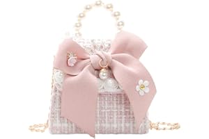 VALICLUD Petit à main avec nœud et chaîne en perles, mignon à main princesse rose à bandoulière pour enfants