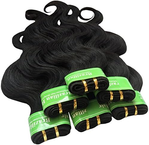 King Love Star Unprocessed Brazilian Virgin Hair Extentions 6 bundles 22" 22" 22" 24" 24" 24" a Lot 100% Full Cuticle Virgin Human Hair Weave Brazilian Body Wave 300g Brazilian hair (1b Black)
