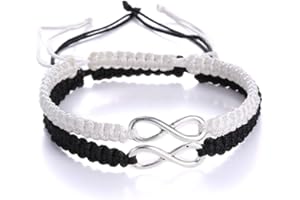 AidShunn Bracelets infini tressé à la main réglable tressé pour hommes femmes amitié famille couple 2pcs