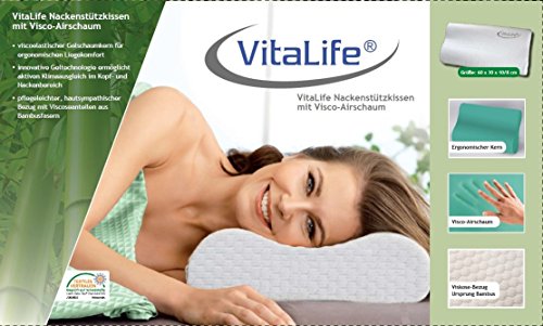 VitaLife Nackenstützkissen viscoelastischer-Airschaum Kern 60x30x10/8 Härtegrad fest - 2