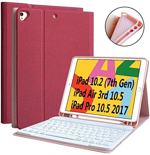 COO ES Funda Teclado iPad 10.2'' 2019, Funda iPad Air 3 10.5 2019 (3rd Gen)/iPad Pro 10.5 2017 con Teclado Español (Incluye Ñ) y Ranura de Lápiz -Teclado Español Bluetooth Inalámbrico Desmontable