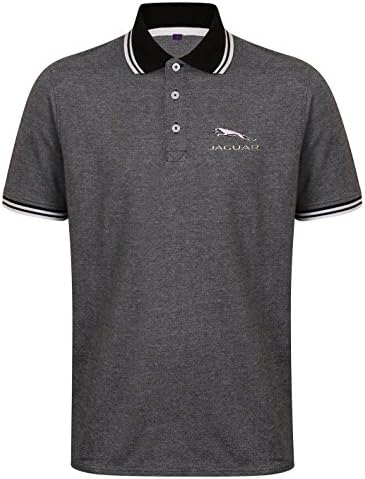 Human Apparel Jaguar Cars Logo Embroidered Heavyweight Golfing Quality Polo Shirt. Extra Large/Grey