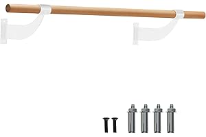COSTWAY Wall-Mounted Ballet Barre for Kids Adults, 120cm Single Ballet Bar, Beech Wood Ballet Equipment for Home Studio Dance, Stretching, Yoga and Pilates