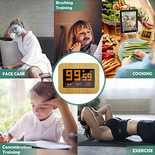 ZealBoom Touchscreen Küchenuhr Timer Digitaler, Küchentimer Magnetisch Elektronische Eieruhr Stoppuhr mit LCD Display und Stand, Lauter Wecker für Kochen/Studie/Sport Übung (AAA Batterien) - 2