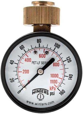 Winters PETW213LF PETW-LF Series Pressure Gauge, 2.5" Dial size, 0/160 psi/kpa, ±3-2-3% accuracy