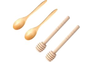 YOUZMY 4 Piezas de Agitadores de Miel, Cucharas de Miel, Cucharas de Miel de Madera, Agitadores de Miel para Levantar Miel, Palitos de Miel en Espiral de Miel, agitadores de Palitos de Miel (Caqui)