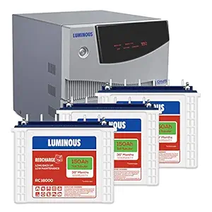 Luminous Cruze 2.5 kVA Inverter (1) with RC 18000 Battery (3), (Model: Cruze 2.5KVA-1_RC18000-3), Blue